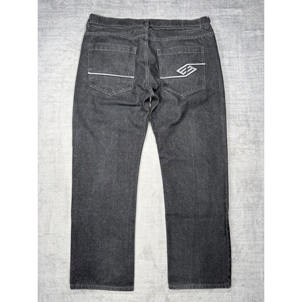 Enyce Jeans Mens 40x32 Black Denim Relaxed Fit Sean Combs Streetwear Baggy Y2k